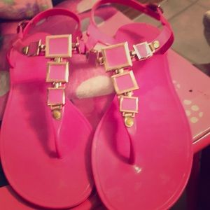 👙LikeNEW Pink&Gold Jelly Jeweled Sandals Sz11👙